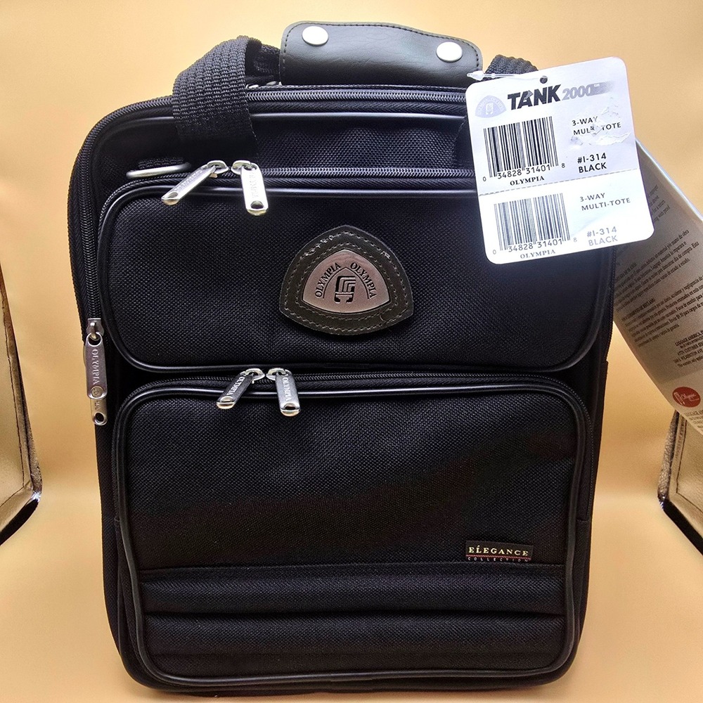 Olympia Tank 2000 Elegance Collection 3-Way Multi-Tote Backpack Black I-314